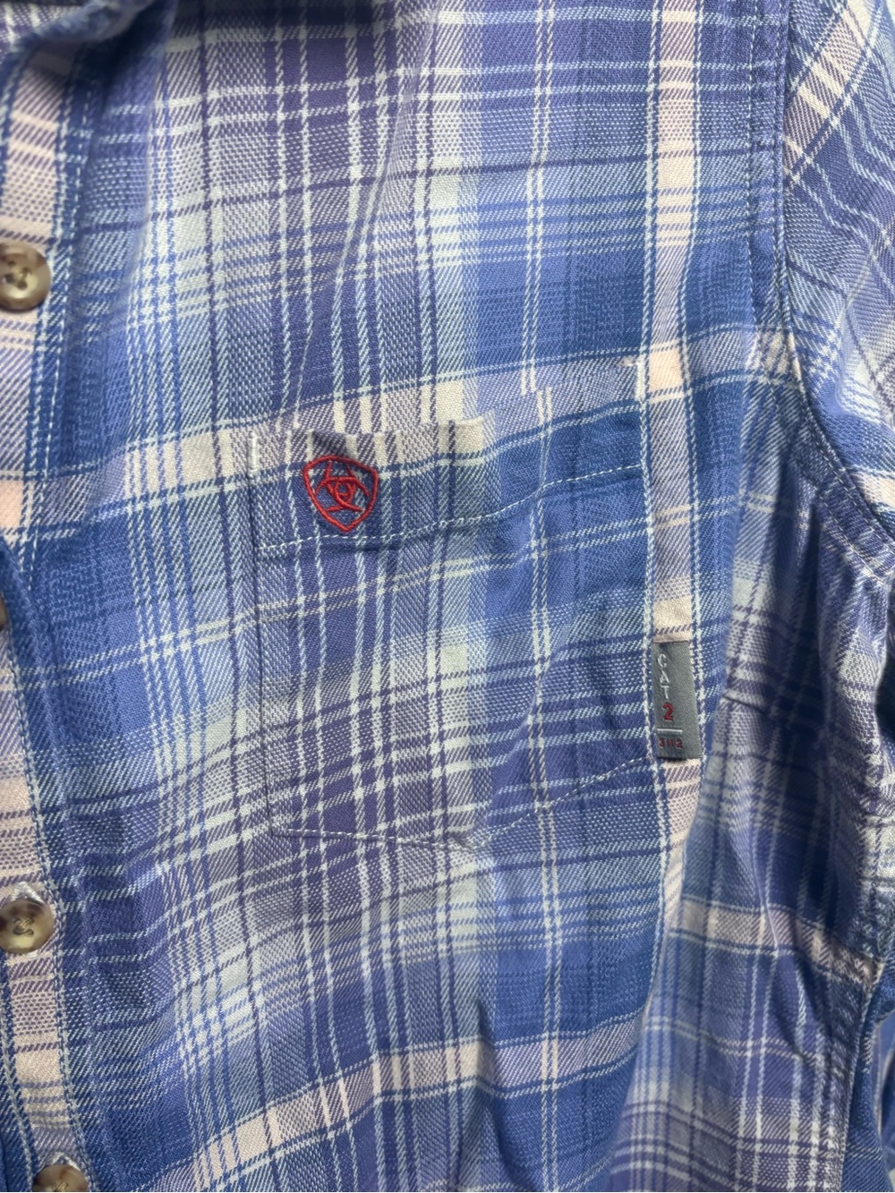 Women’s Ariat Fire Resistant Button Up Plaid Work Shirt Western Workwear Heavy - Picture 3 of 7